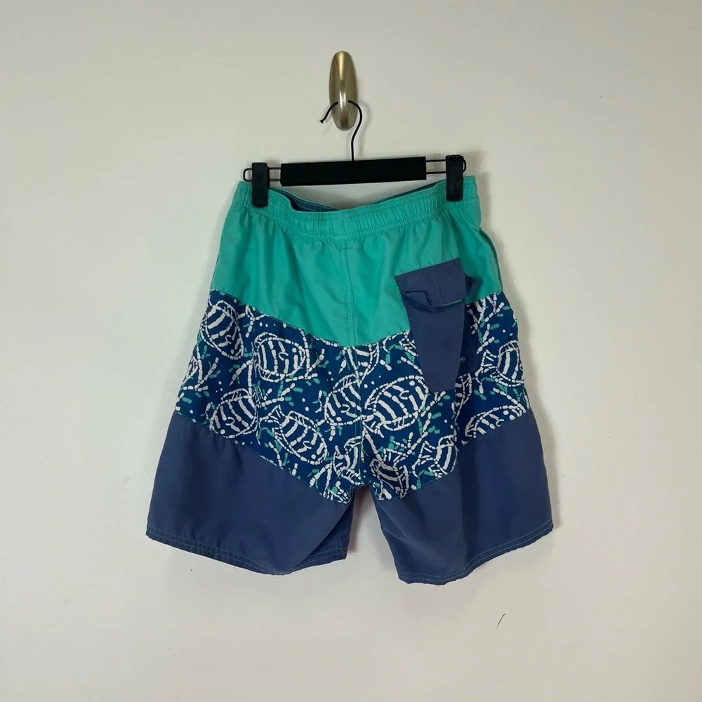 Vineyard Vines Blue Green Fish Swim Trunks Size S - A85
